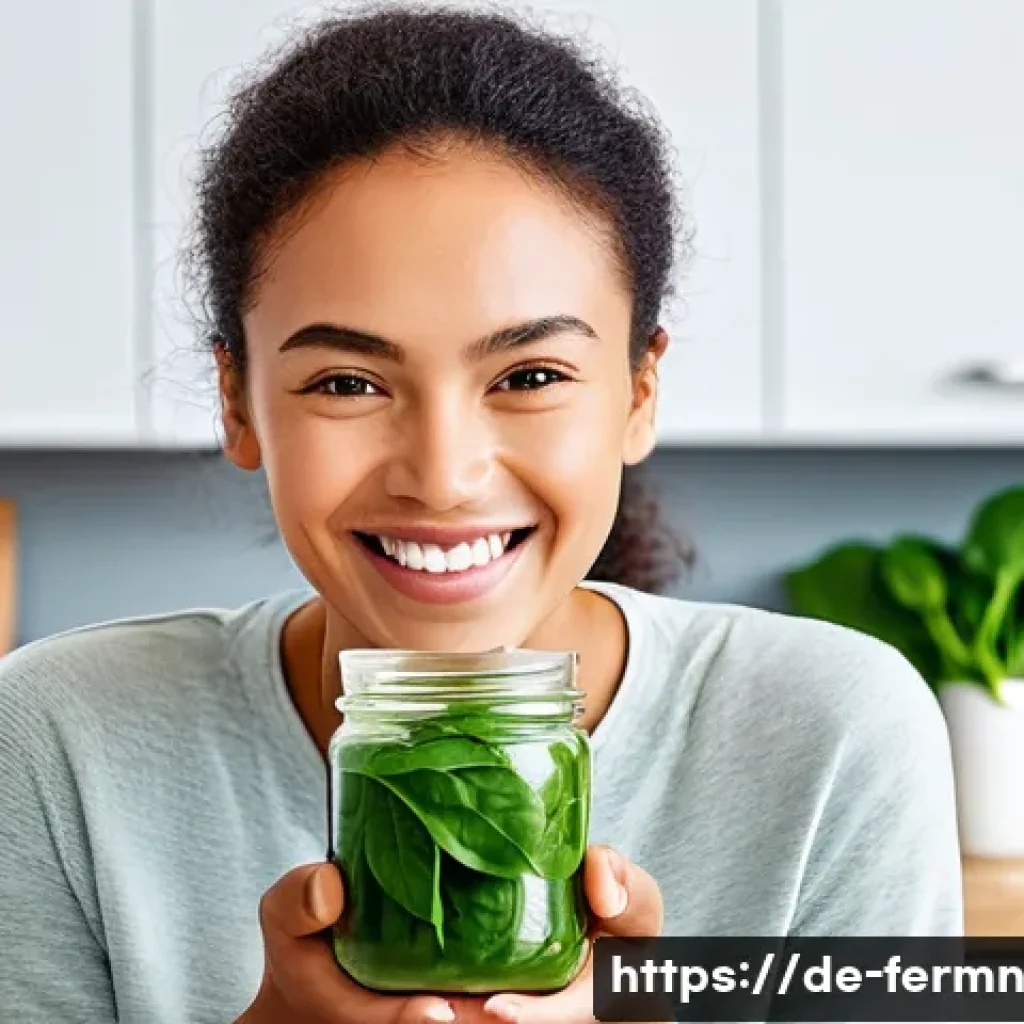 자가 발효로 만든 시금치 피클 - **Vibrant Gut Health & Energy**
A bright and uplifting image depicting a person, age 25-35, with...