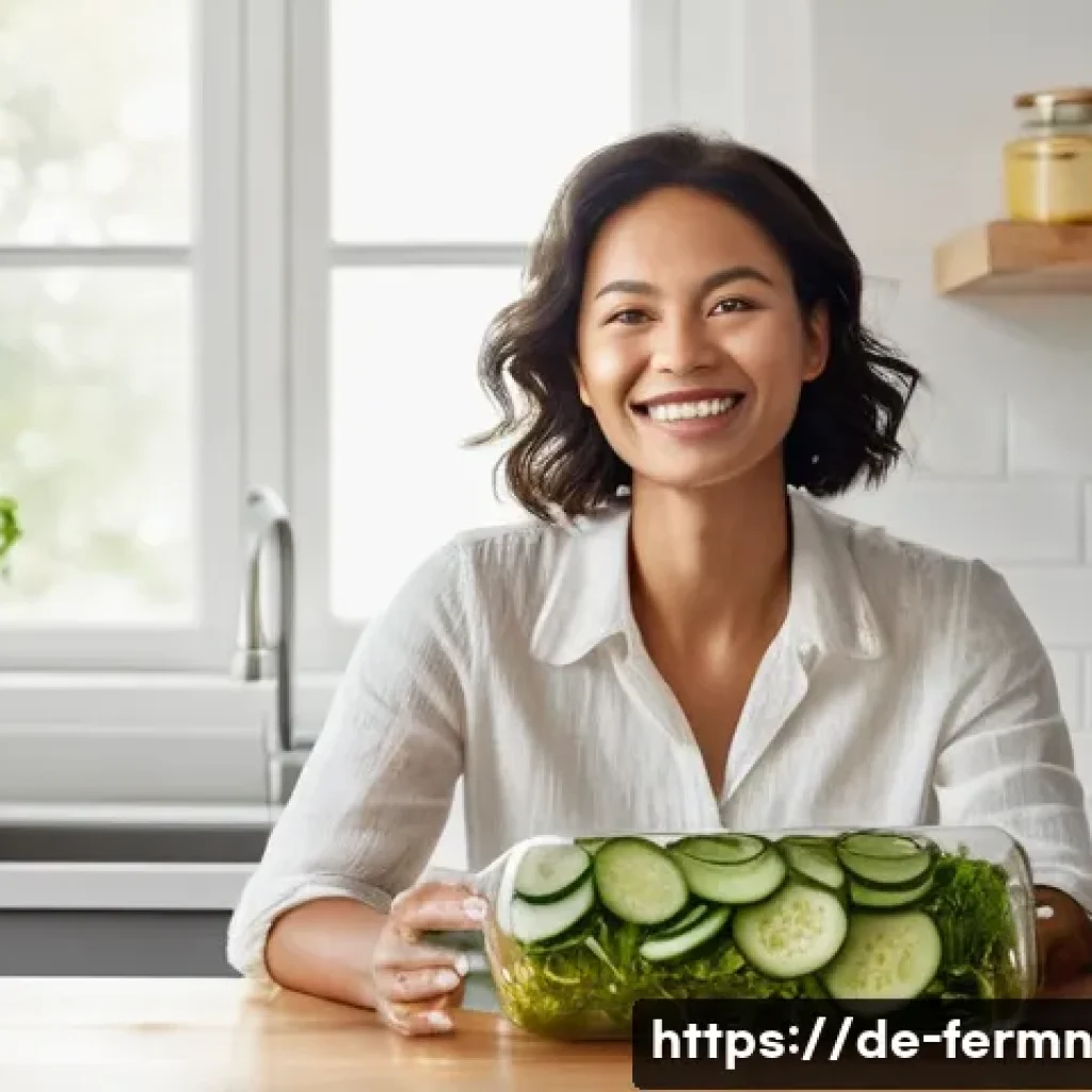 자가 발효된 샐러드 드레싱 만들기 - **Prompt 1: The Joy of Fermented Wellness**
A healthy, vibrant young woman in her late 20s, with...