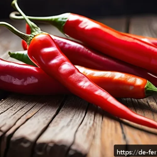 자가 발효 고추장 레시피 - A vibrant close-up of fresh red chili peppers including Cayenne, Jalape&ntilde;o, and Thai chilies on a rus...